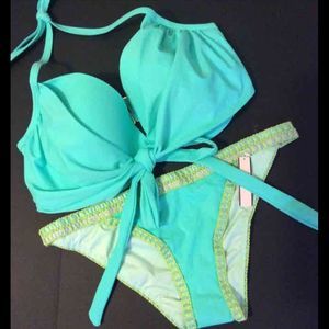 Nwt VS 32ddd,34DD/M WRAP BIKINI SEAFOAM GLOW